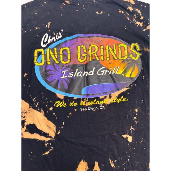 Men's Bella + Canvas Chris’ Ono Grind Island Grill T-shirt Size L Black Orange - Picture 1 of 12